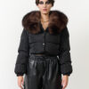 The Black Crop Jacket with Genuine Fox Fur Collar — Women’s Edition