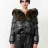 The Black Hooded Crop Jacket with Genuine Fox Fur — Women’s Edition