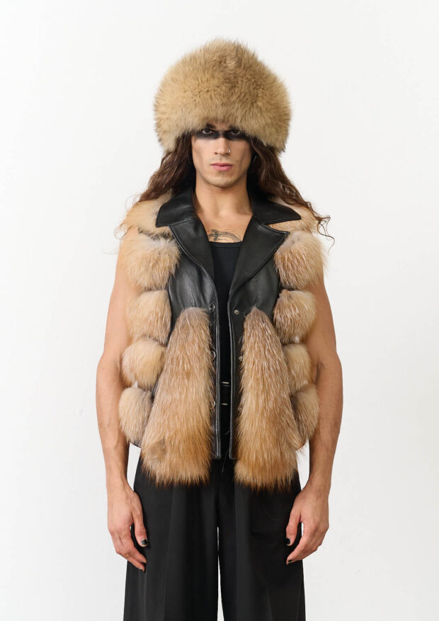 The Black Otoban Frost Fox Fur Vest — Unisex Edition
