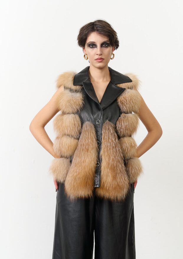The Black Otoban Frost Fox Fur Vest — Unisex Edition