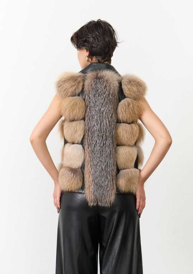 The Black Otoban Frost Fox Fur Vest — Unisex Edition