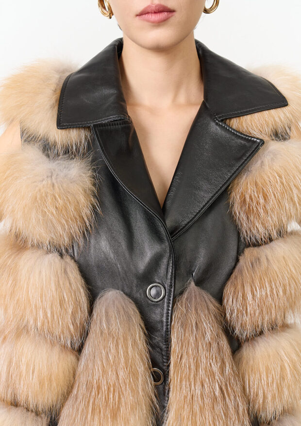 The Black Otoban Frost Fox Fur Vest — Unisex Edition