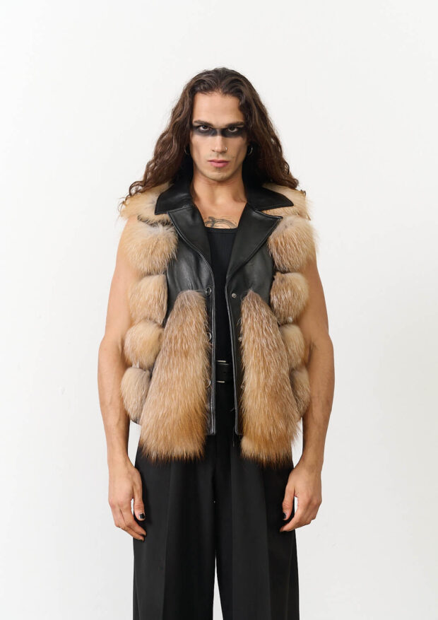 The Black Otoban Frost Fox Fur Vest — Unisex Edition