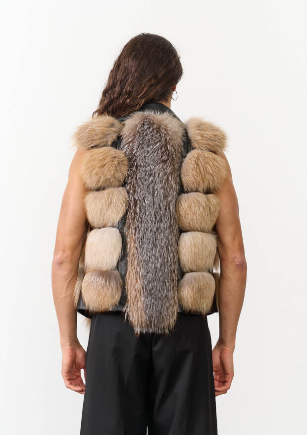 The Black Otoban Frost Fox Fur Vest — Unisex Edition