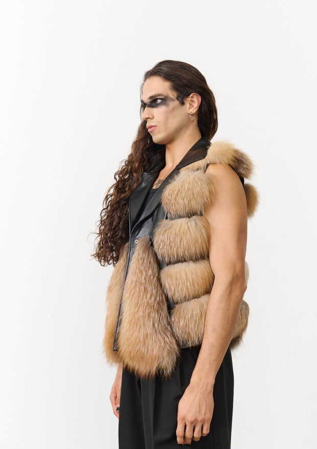 The Black Otoban Frost Fox Fur Vest — Unisex Edition