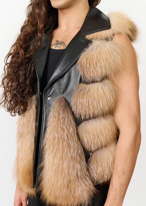The Black Otoban Frost Fox Fur Vest — Unisex Edition