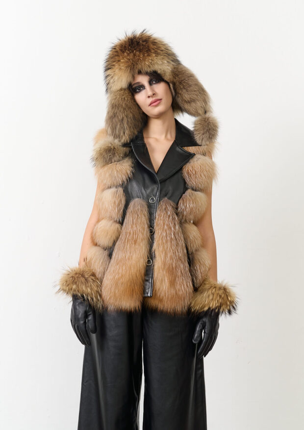 The Black Otoban Frost Fox Fur Vest — Unisex Edition