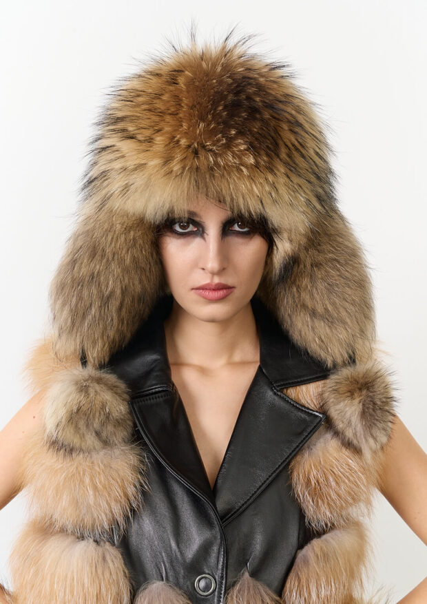 The Black Otoban Frost Fox Fur Vest — Unisex Edition