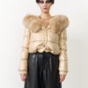 The Genuine Fox Fur Hooded Crop Jacket in Soft Gold — Women’s Edition