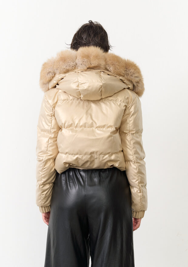 The Genuine Fox Fur Hooded Crop Jacket in Soft Gold — Women’s Edition 9 The Genuine Fox Fur Hooded Crop Jacket in Soft Gold — Women’s Edition